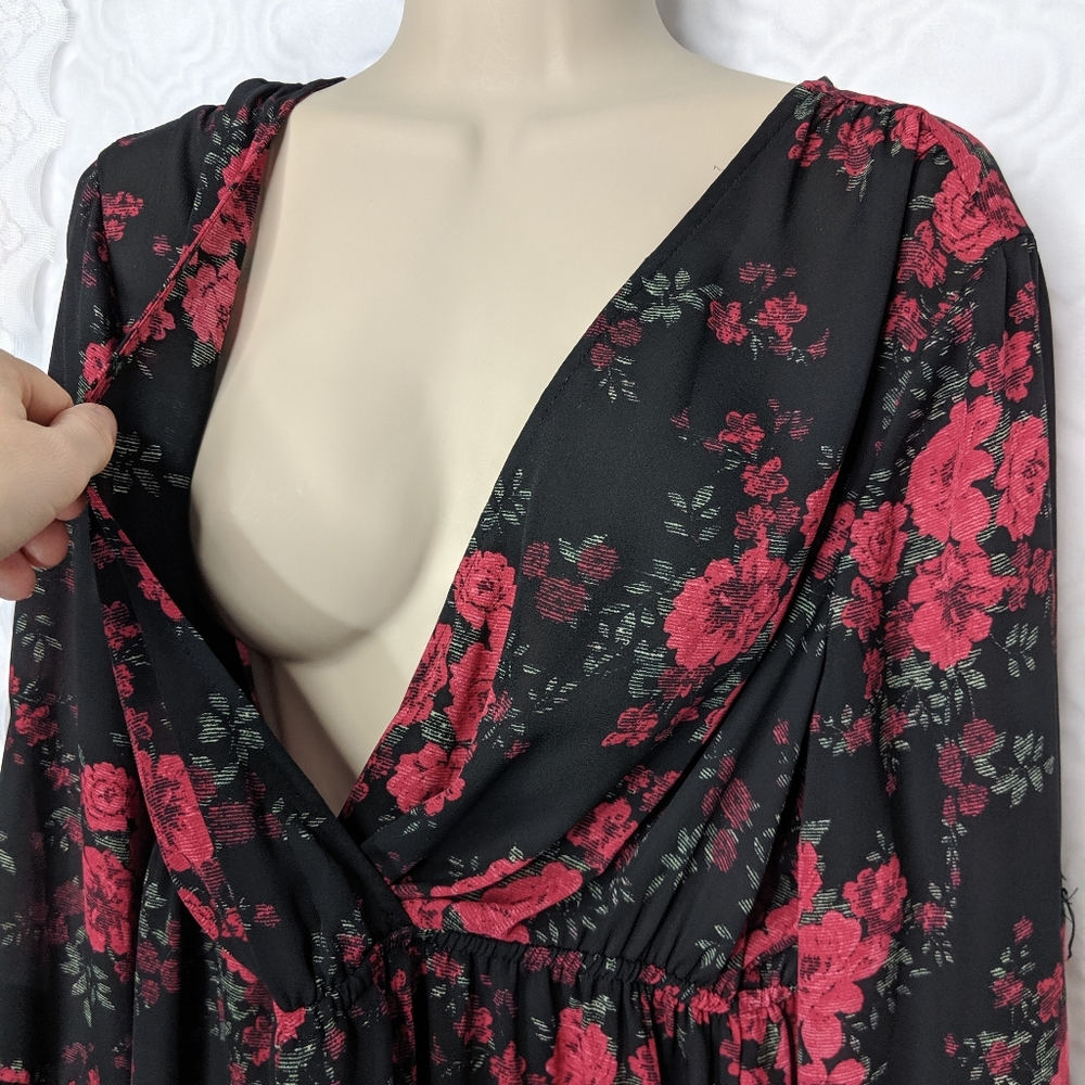 Torrid High Low Floral Faux Wrap Party Dress 1x - Picture 5 of 8